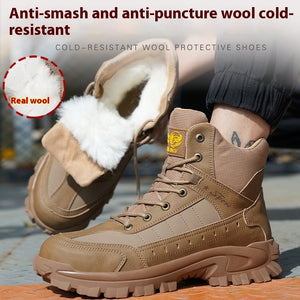 Winter Wool Protective Shoes Men's Anti-smashing Plastic Toe Cap Protective Footwear