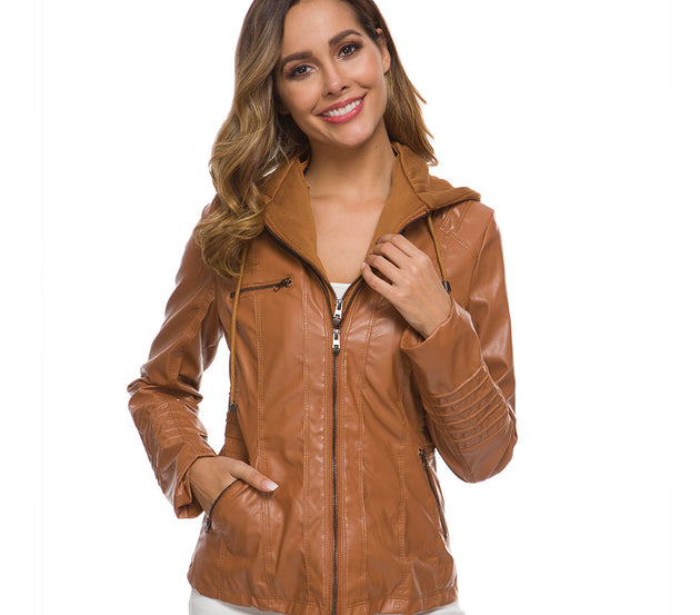 Women's Short Leather Pu Leather Jacket