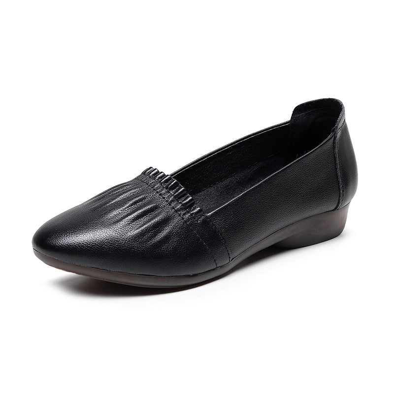 Women’s First Layer Cowhide Flat Shoes – Genuine Leather Office Loafers