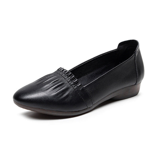 Women’s First Layer Cowhide Flat Shoes – Genuine Leather Office Loafers
