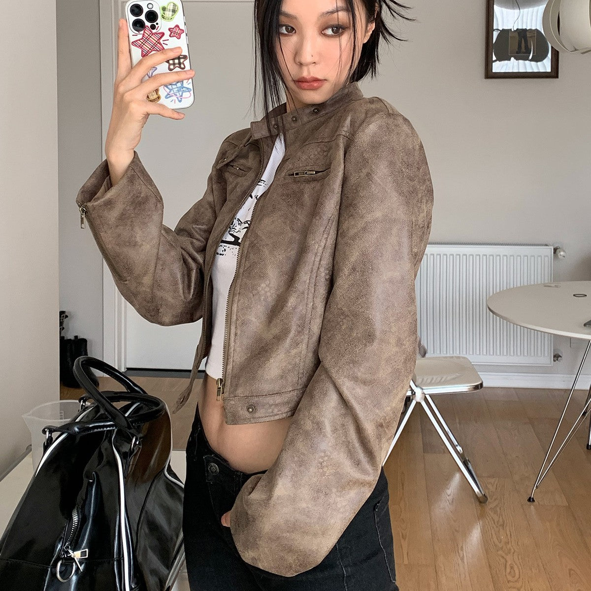 Women’s Short Biker Leather Jacket – Edgy, Stylish & Chic