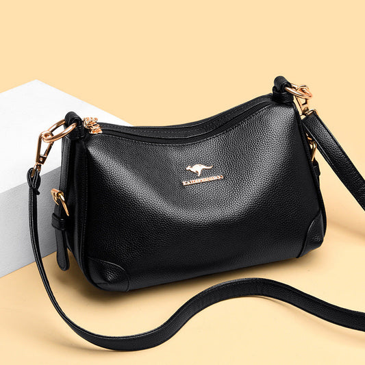 Middle-Aged Women’s Soft Leather Shoulder Messenger Bag
