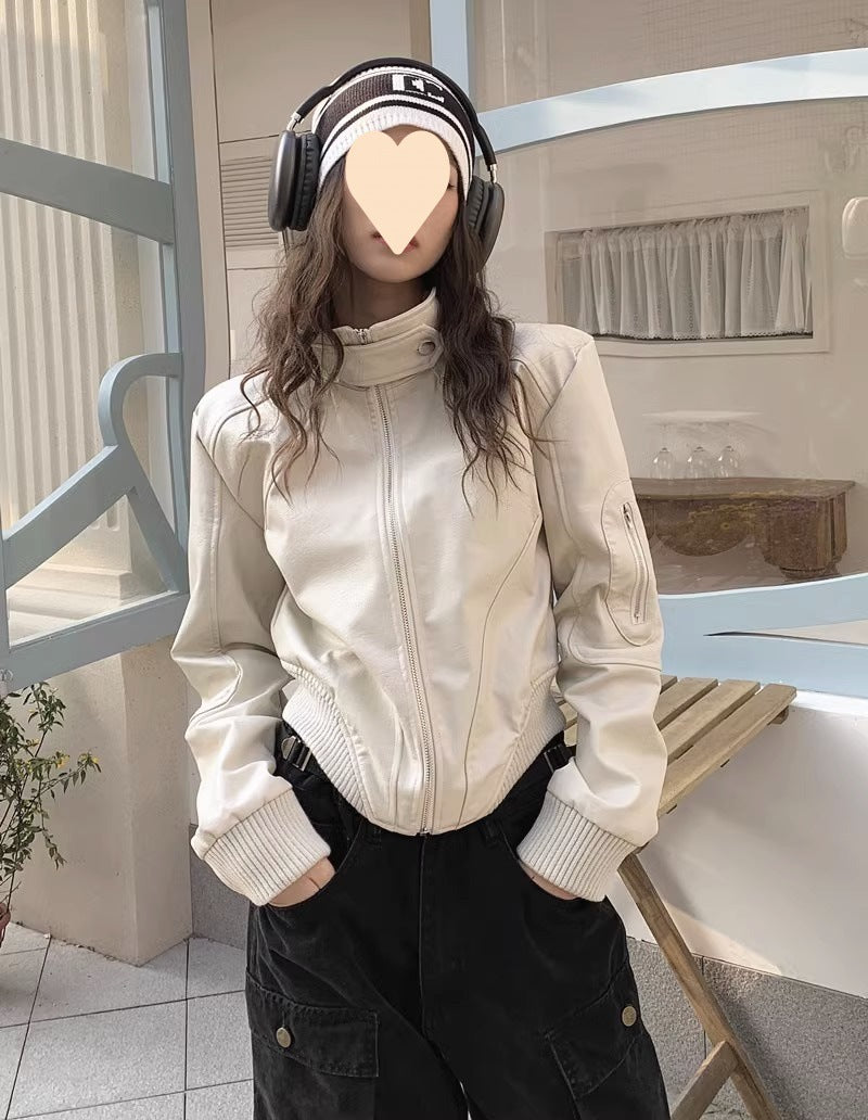 Women’s American Retro Short Leather Jacket – Timeless, Chic & Edgy