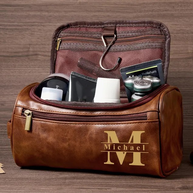 Vintage Monogram Personalized Leather Toiletry Bag – Travel in Style