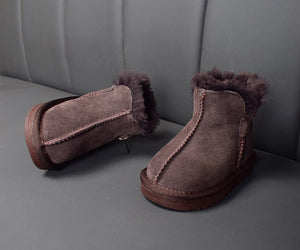 New Winter Children Snow Boots Genuine Leather Wool Girls Boots Plush Boy Warm Shoes Fashion Kids Boots Baby Toddler Shoes