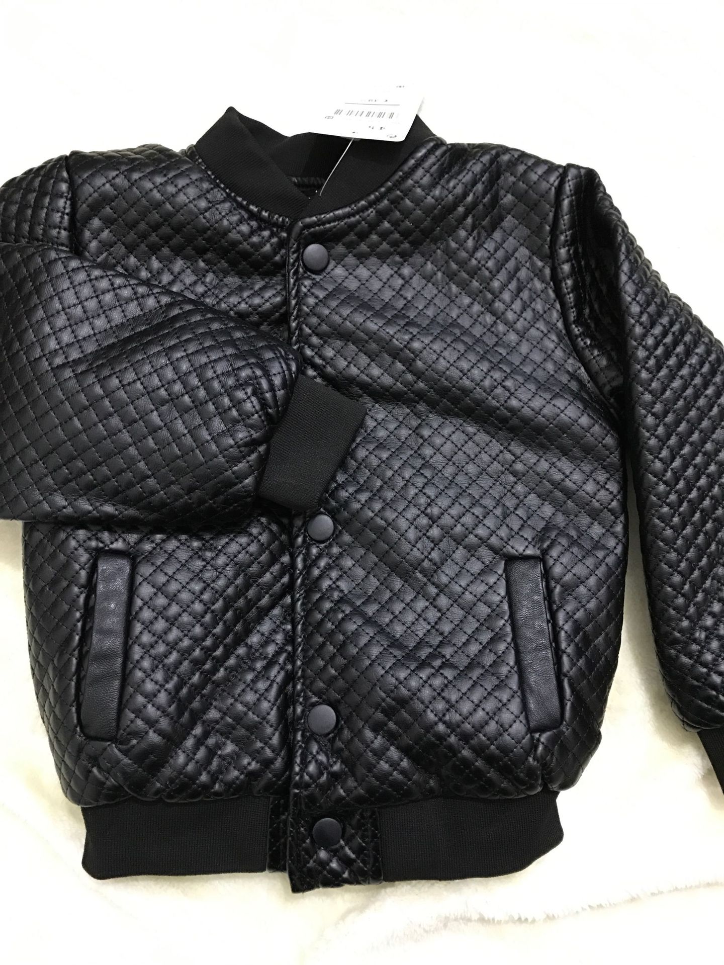 Baby Boy PU Leather Jacket – Round Neck, Stylish & Comfortable