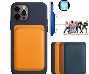 For Magsafe Magnetic Luxury Leather Card Holder Wallet Case For 14 Pro Max 13 12 Phone Bag Adsorption Accessories Cover