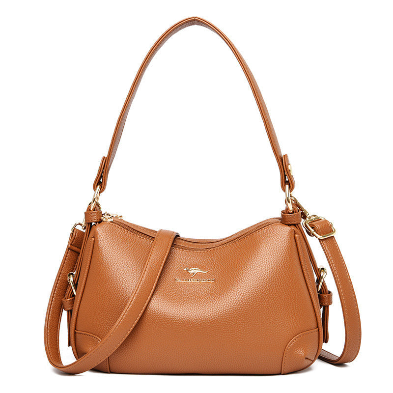 Middle-Aged Women’s Soft Leather Shoulder Messenger Bag