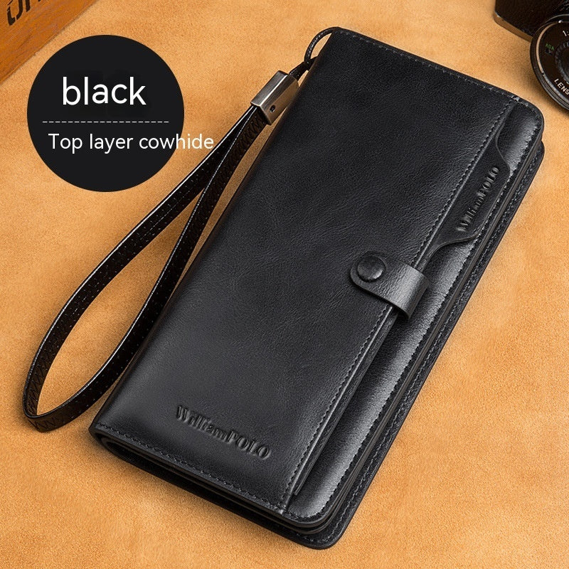 Men’s Long Genuine Leather Wallet – European & American Style