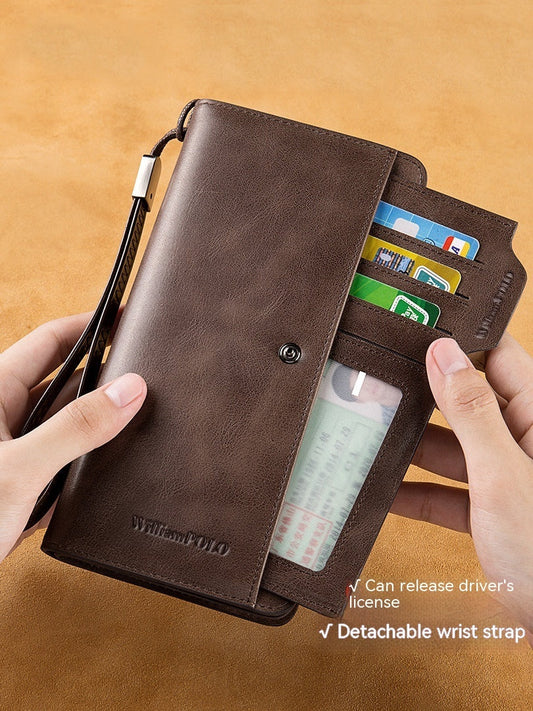 Men’s Long Genuine Leather Wallet – European & American Style
