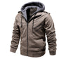 Men's Leather Jacket Men's PU Leather Hooded Leather Jacket