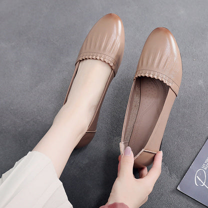 Women’s First Layer Cowhide Flat Shoes – Genuine Leather Office Loafers
