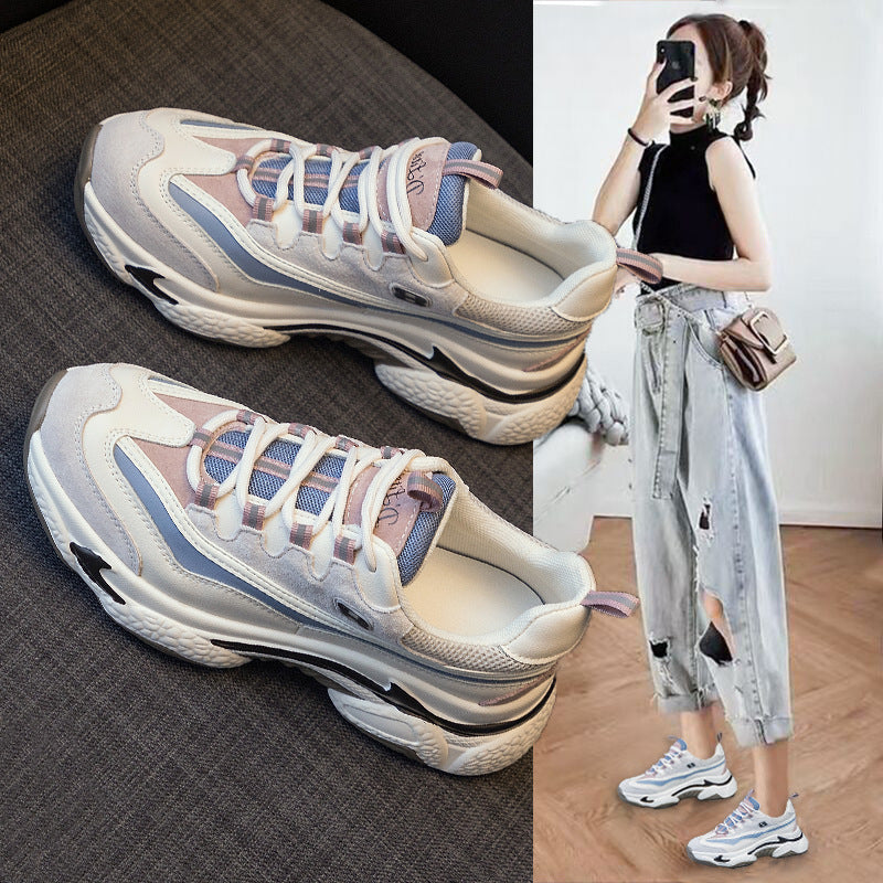 Autuspin Retro Flat Platform Sneakers – Women’s Casual Cow Leather Shoes