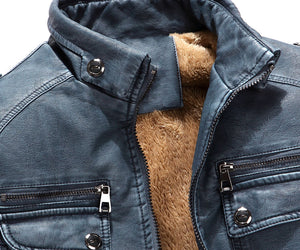 Leather Jacket Plus Velvet Washed Retro Leather Jacket