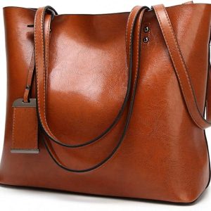 Womens Soft Leather Handbags Large Capacity Retro Vintage Top-Handle Casual Tote Shoulder Bags